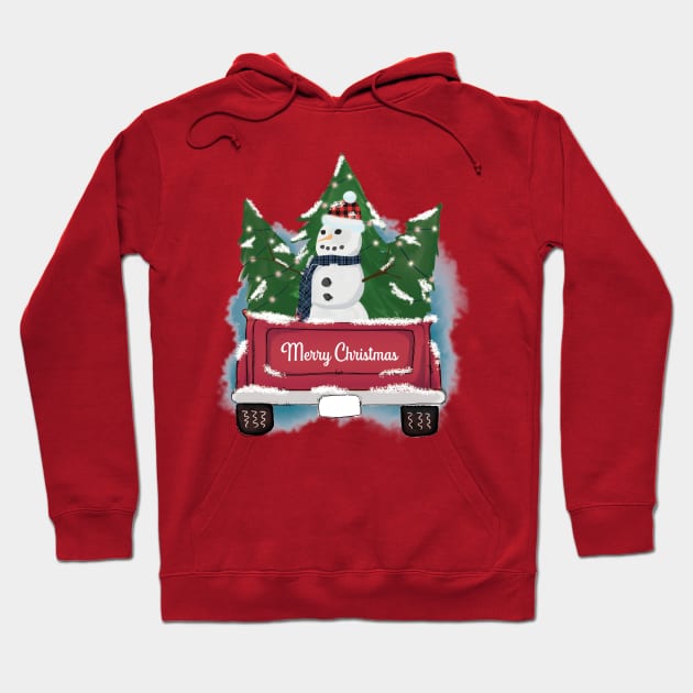 Christmas Truck with Snowman Hoodie by Peach Lily Rainbow